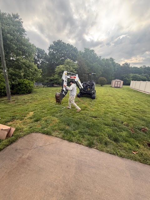 Before — concrete patio prep